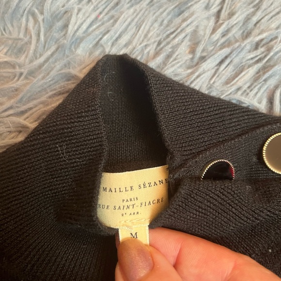 Sezane Black Jacob Jumper Merino Wool Sweater Size M - Picture 4 of 7